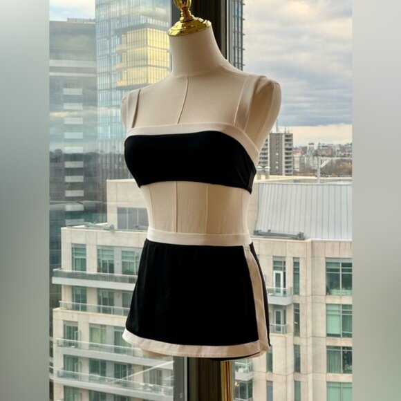 🆕 STAUD 🧿 NWT BIack White Bikini Set- Liv Top - Sz S & Nell Swim Skirt - Sz XS - Picture 3 of 16